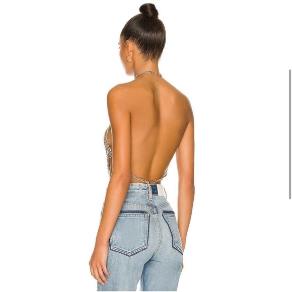 H:ours Oaklyn Top Purple Crystal Embellished Chain Open Back - Picture 3 of 7